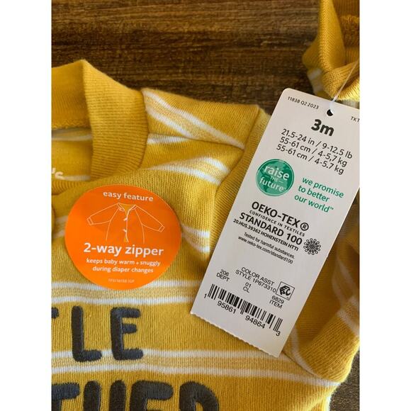 CARTER’S Boy’s NWT “Little Brother” 2-Way Zipper One Piece / Size: 3 Months - Picture 4 of 7
